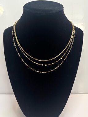 Luxury Layered Gold Tone 3 in 1 necklace. 18k PVD over stainless. Waterproof!
